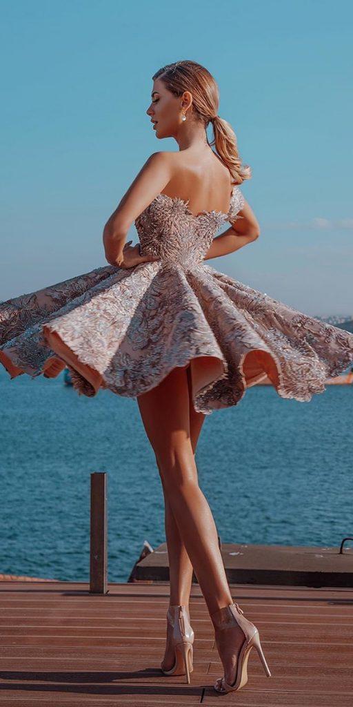short wedding dresses unique floral appliques colored saidmhamadofficial