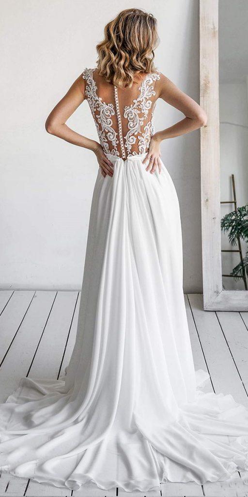 silk wedding dresses lace top with buttons a line olivia bottega