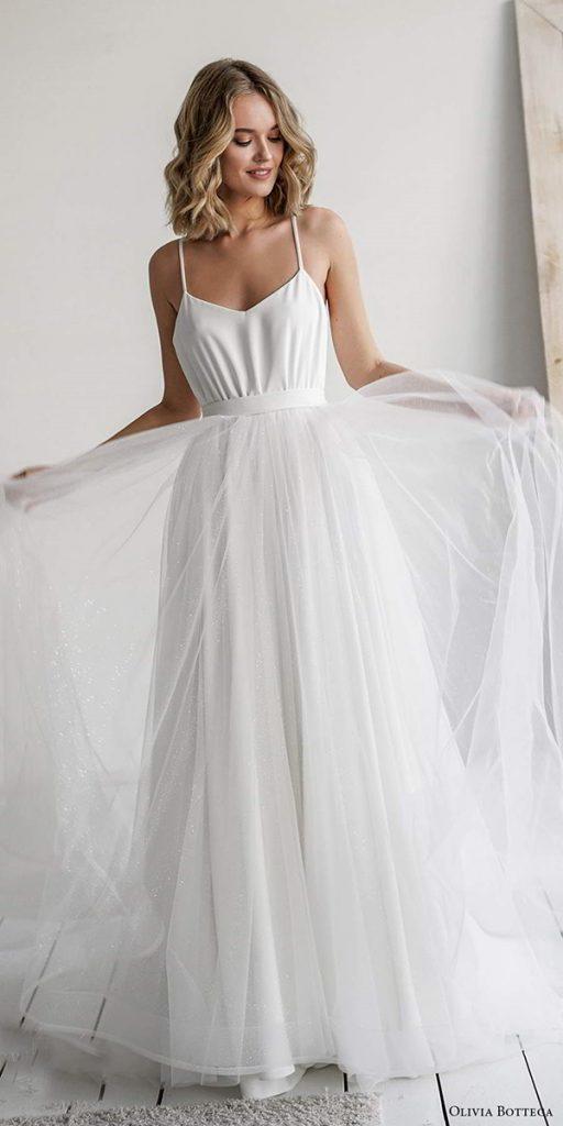 simple wedding dresses a line with spaghetti straps olivia bottega