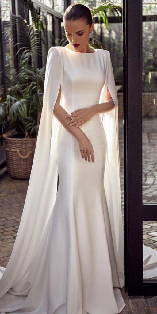 simple wedding dresses trumpet simple with cape julievinobridal