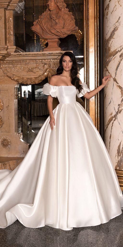 simple wedding dresses with sleeves ball gown off the shoulder strapless neckline wona
