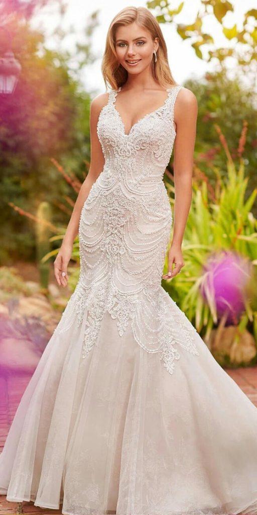 vintage lace wedding dresses fit and flare sweetheart neckline martinthornburg