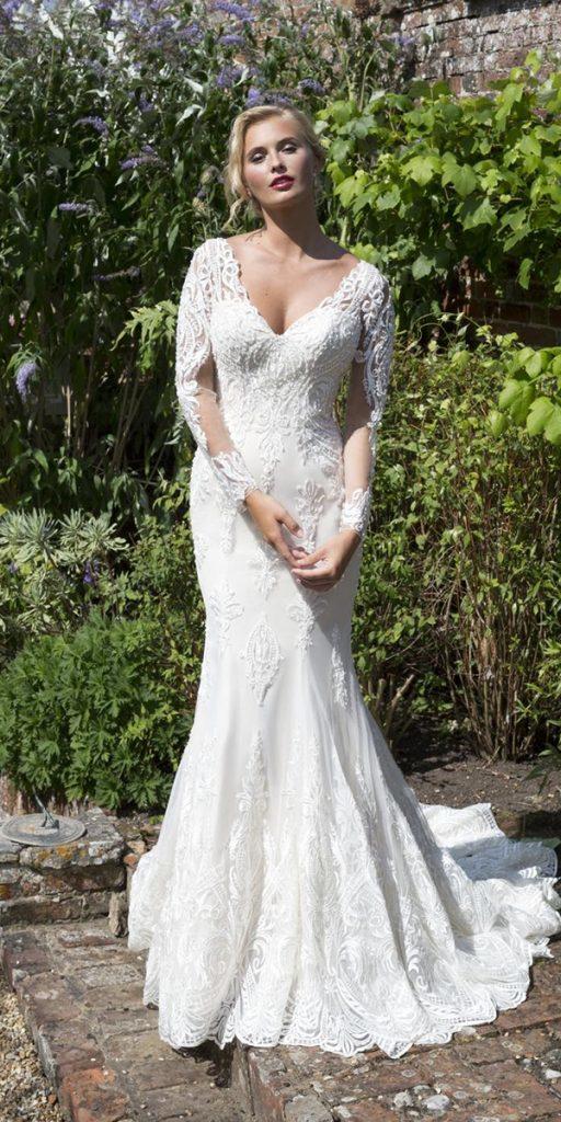 vintage wedding dresses with sleeves trumpet with long sleees lace true bride