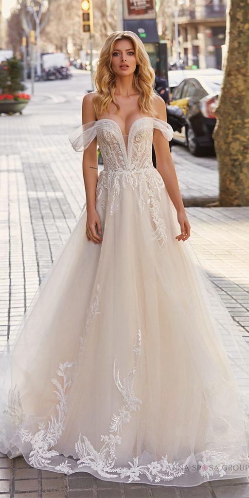 beach destination wedding dresses a line off the shoulder sweetheart neckline lace annasposagroup