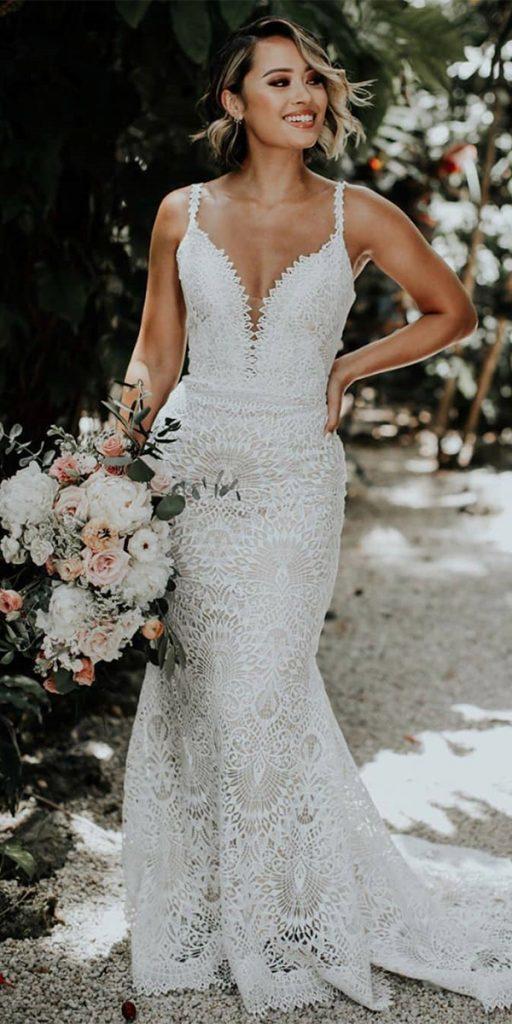 beach destination wedding dresses with spaghetti straps sexy mermaid madilanebridal