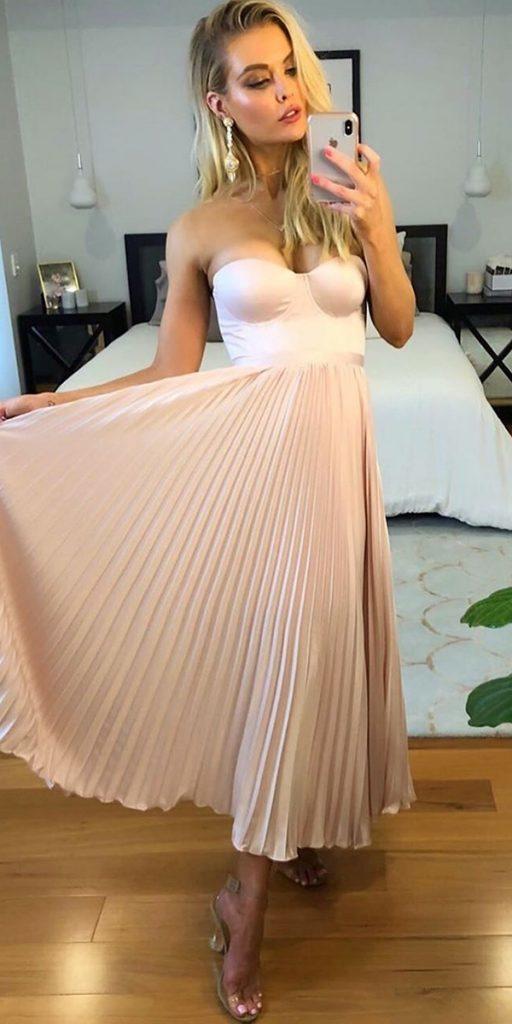 beach wedding guest dresses tea length sweetheart strapless neckline ellezeitounedesigns