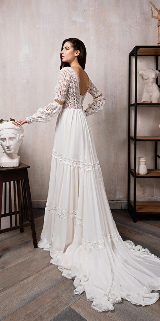 bridal gowns with sleeves a line with long sleeves bohemian kira nova