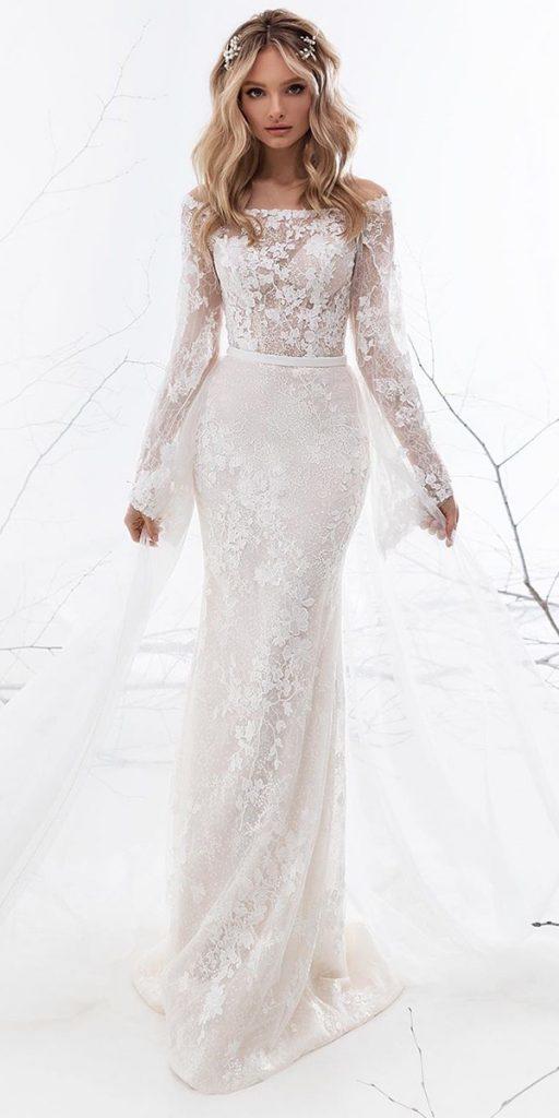 bridal gowns with sleeves sheath with long sleeves lace with overskirt luce_sposa