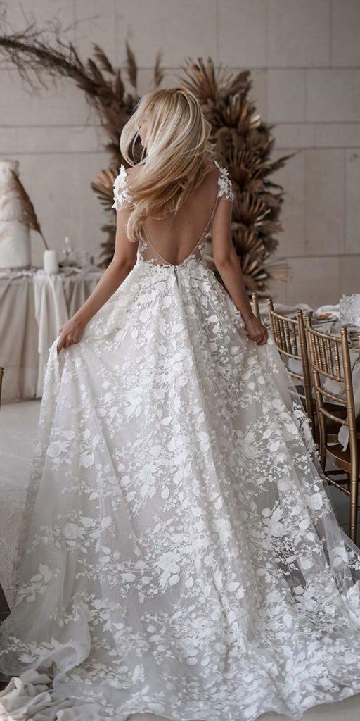 country wedding dresses a line with cap sleeves backless boho berta