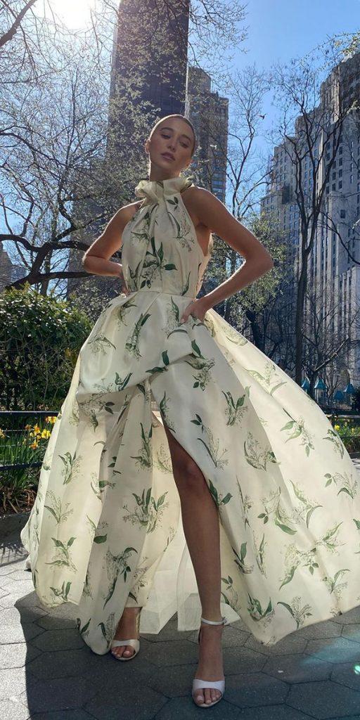 floral wedding dresses halter neckline white high low moniquelhuillier