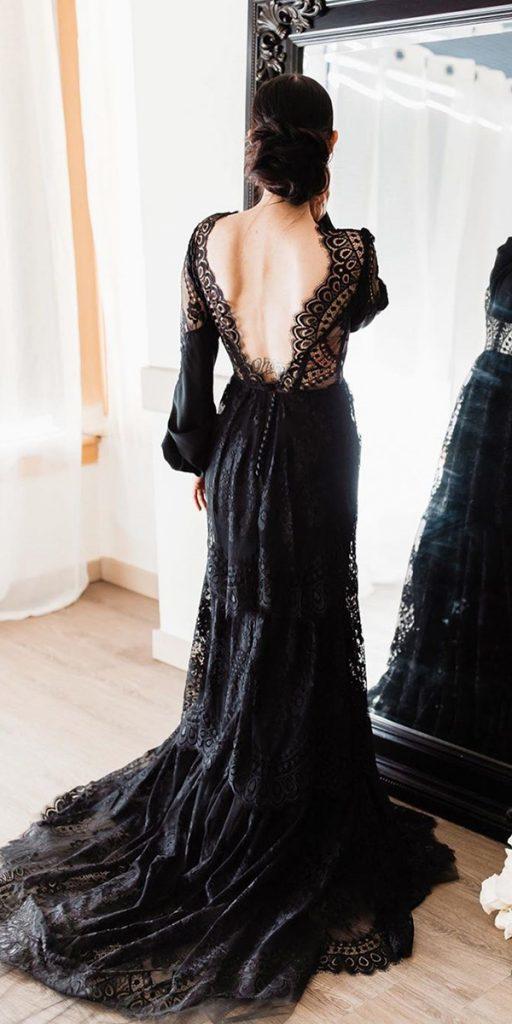 gothic wedding dresses a line with long sleeves lace low back alicialuciaphotos
