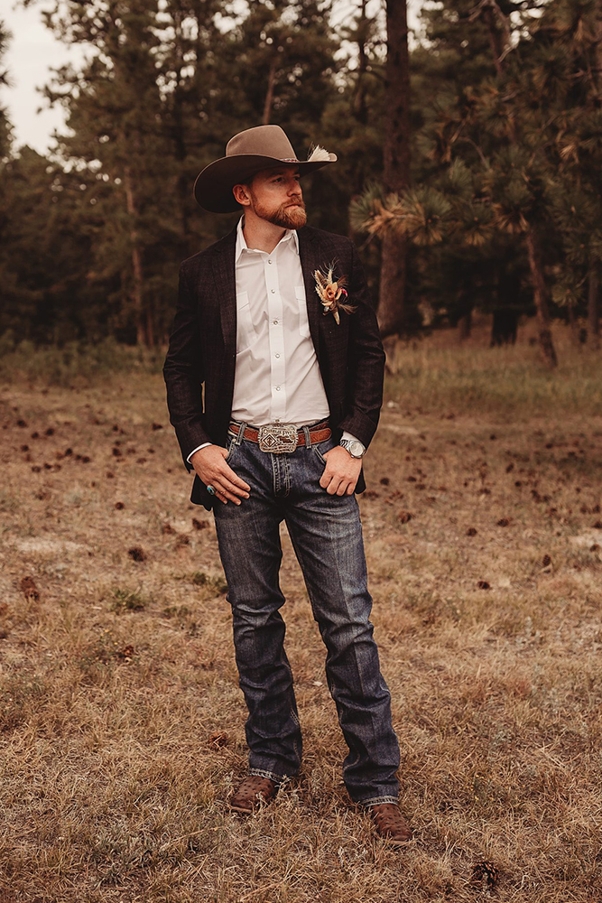  groomsmen attire cowboy style jeans with hat nativeroaming