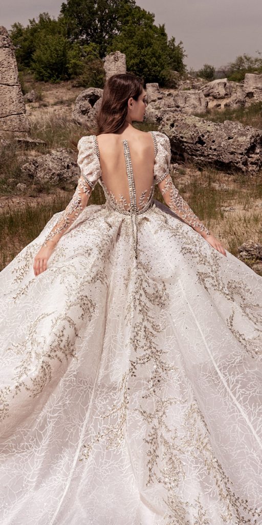 illusion long sleeve wedding dresses ball gown tattoo effect back lace juliakontogruni