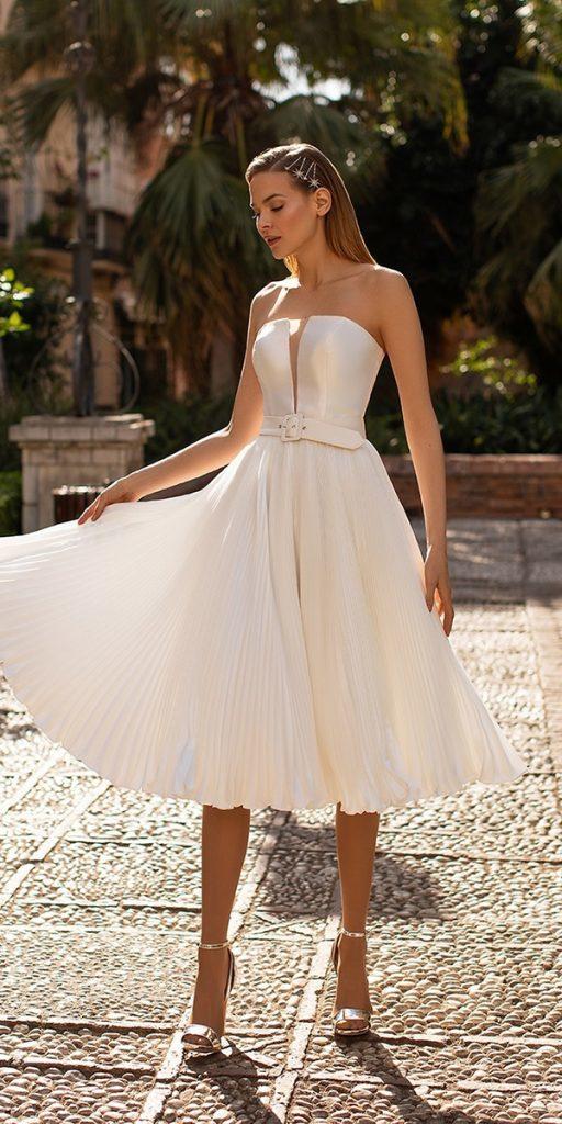 knee length wedding dresses simple strapless neckline country noranaviano sposa