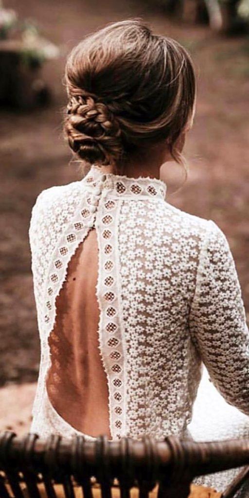 lace back wedding dresses open with long sleeves details calistaone