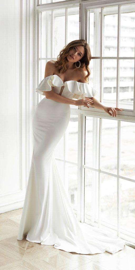 mermaid wedding dresses simple strapless off the shoulder eva lendel