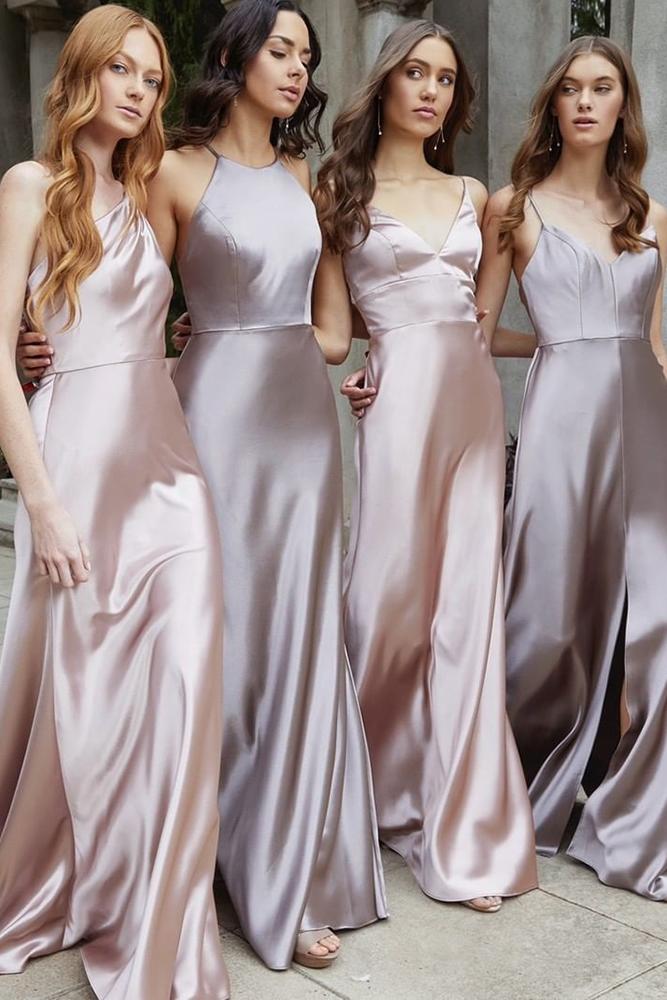 mismatched bridesmaid dresses long simple with spaghetti straps rustic jennyyoonyc