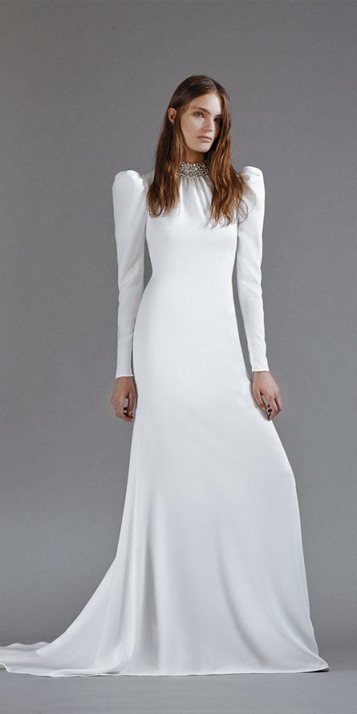 modest wedding dresses with sleeves simple high neck galia lahav