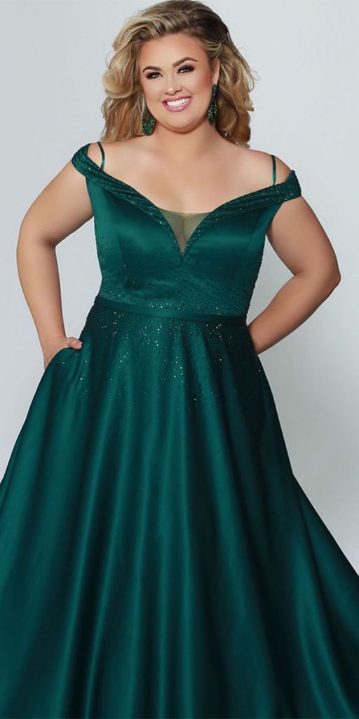plus size mother of the bride dresses long dark green off the shoulder studiolevana