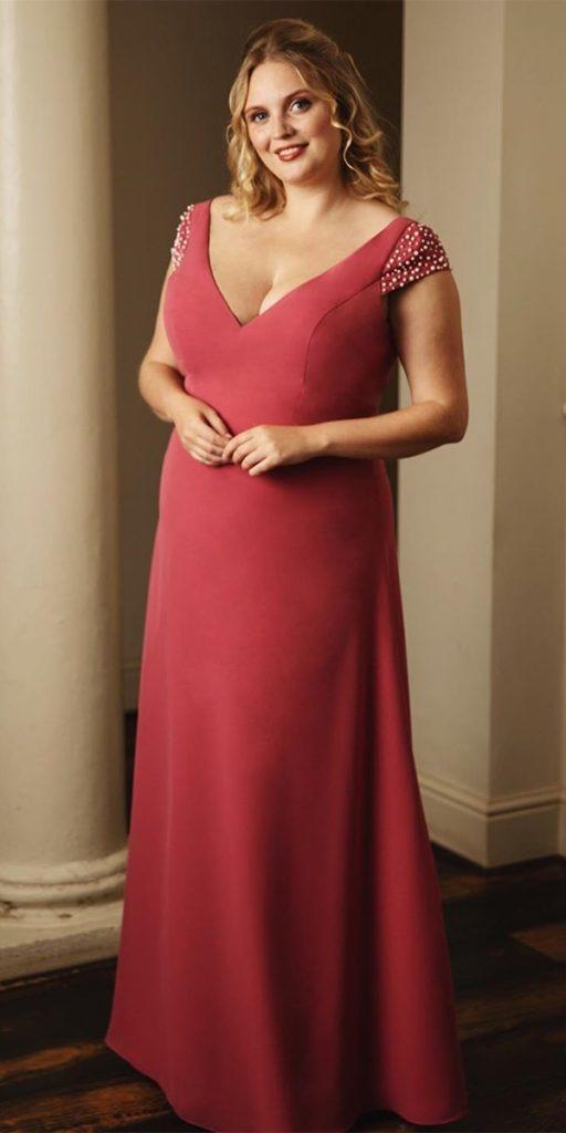 plus size mother of the bride dresses sheath v neckline cap sleeves truebride