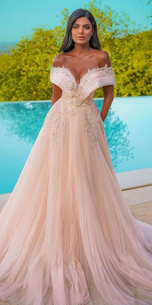 princess wedding dresses a line off the shoulder sweetheart neckline blush saidmhamad