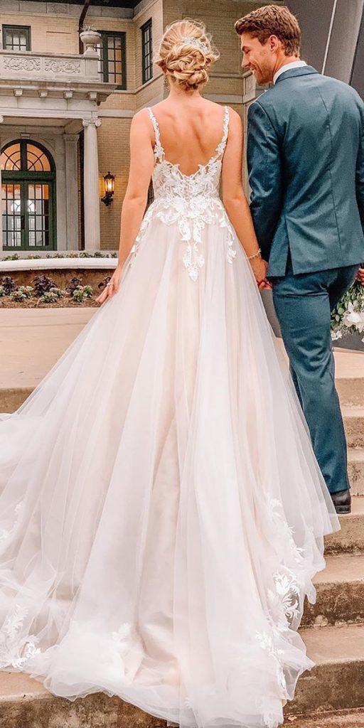 romantic bridal gowns a line with spaghetti straps lace rustic missstellayork