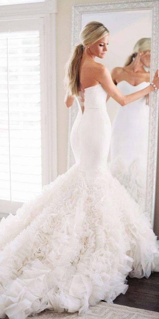 romantic bridal gowns mermaid strapless neckline with train inesdisanto