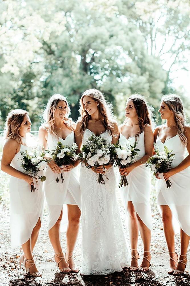 short bridesmaids dresses white beach with spaghetti straps ivy road