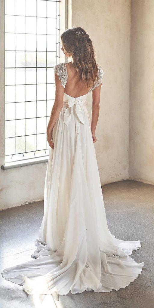 vintage wedding dresses a line backless with bow anna campbell