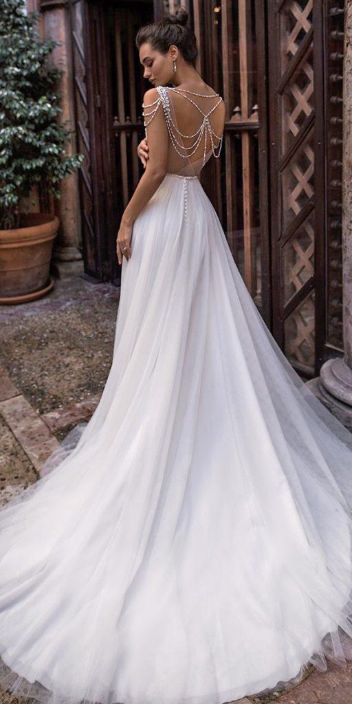vintage wedding dresses a line jeweled back with train noranaviano sposa