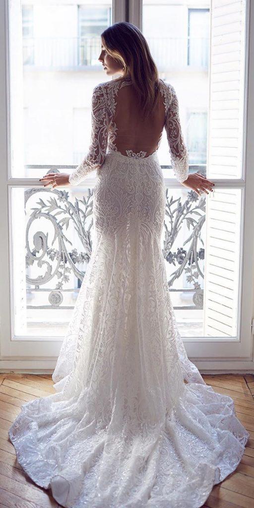 vintage wedding dresses fit and flare with long sleeves open back lace suzanneharward