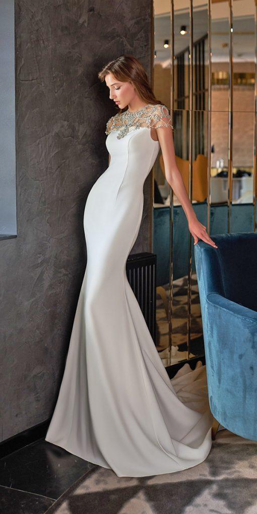 vintage wedding dresses sheath simple jeweled cape pollardi