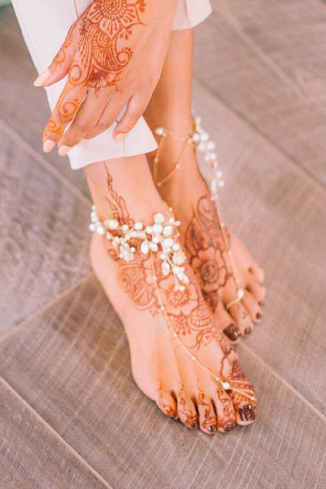 beach wedding shoes barefoot jeweled enzebridal