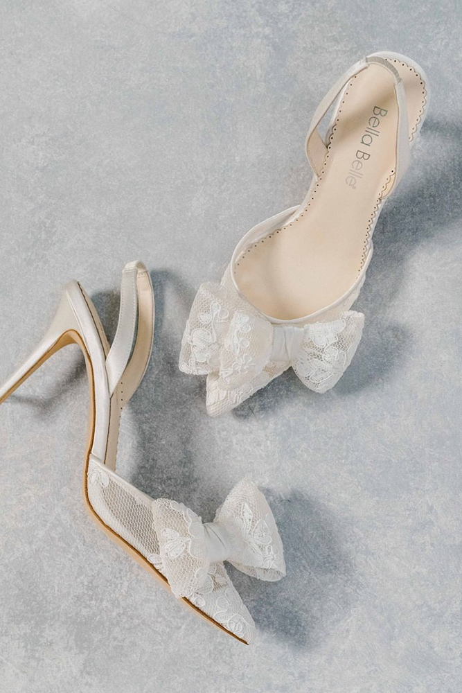 beach wedding shoes heels lace with bows bellabelleshoes