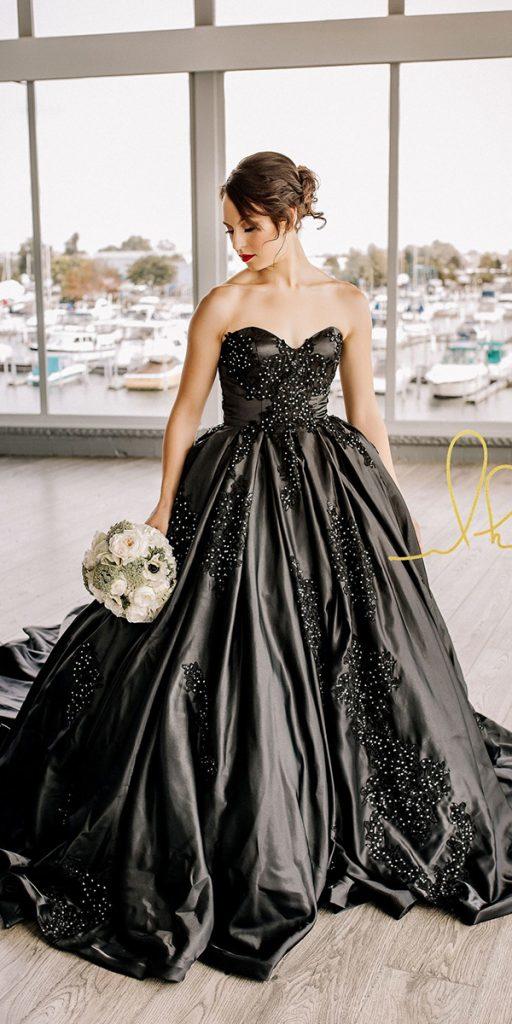 black wedding dresses ball gown sweetheart neckline gothic lheath