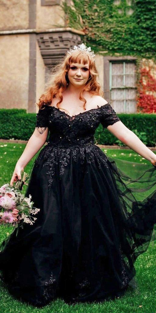 black wedding dresses off the shoulder lace country cocomelodyofficial