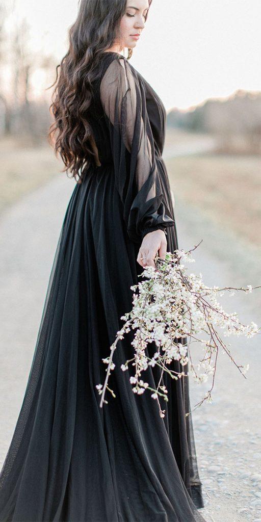 black wedding dresses simple a line with long sleeves hannahtikkanen