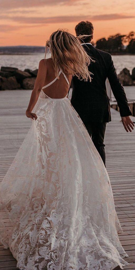 bohemian wedding dresses a line backless with straps beach grace loves lace