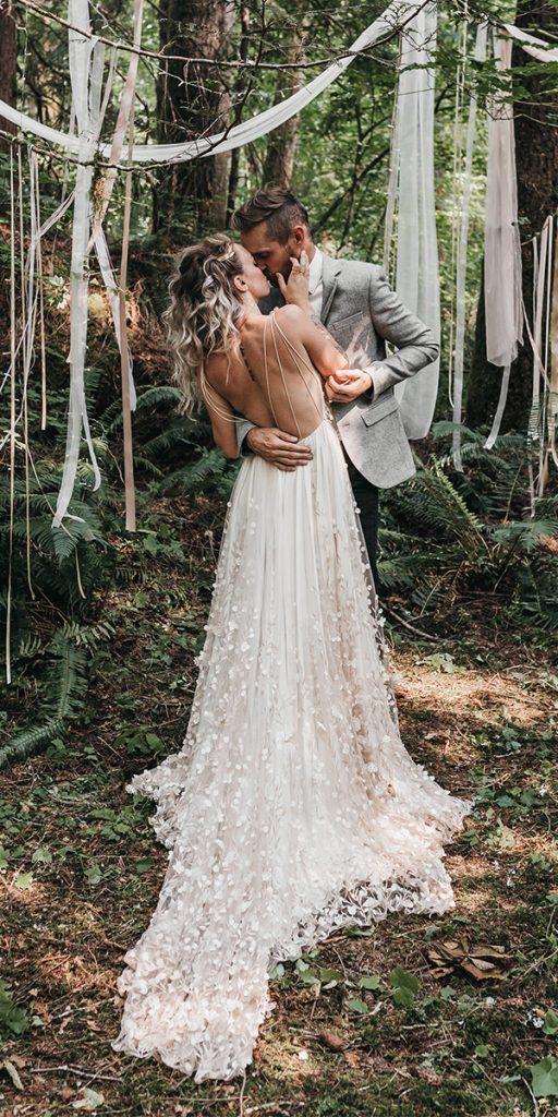 bohemian wedding dresses a line backless with straps floral alexandra grecco