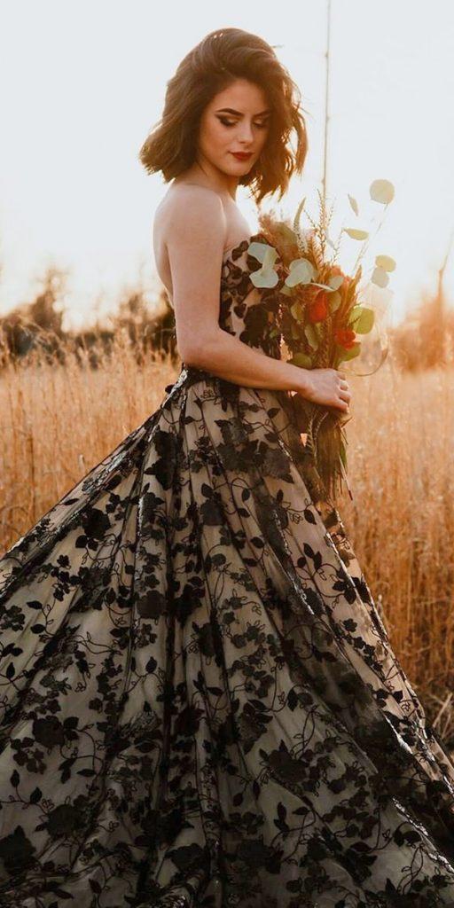 gothic wedding dresses a line straples neckline country bohemian casablancabridal