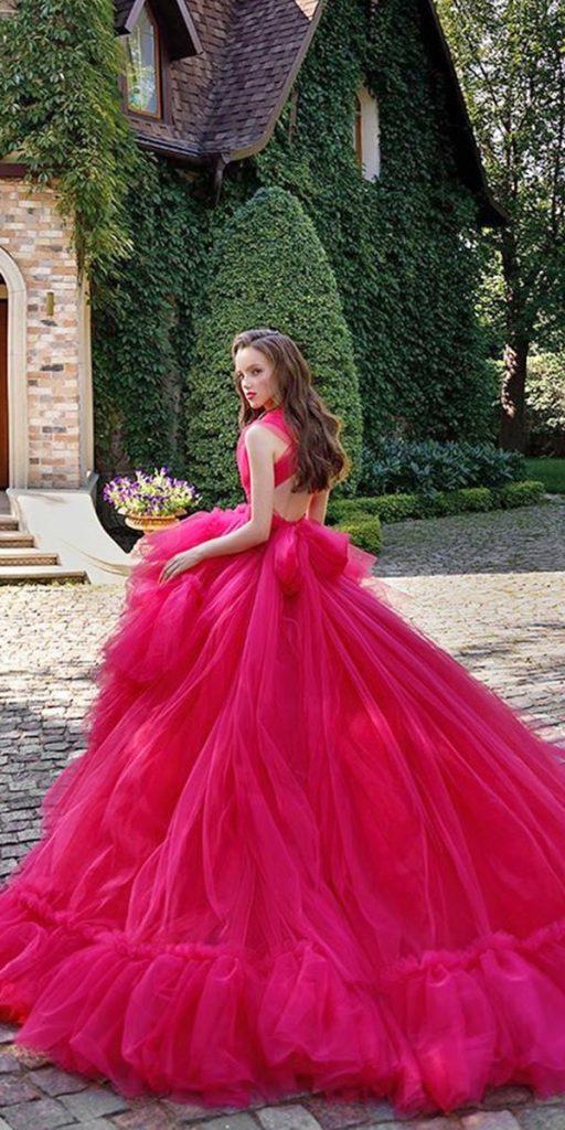 gothic wedding dresses ball gown red simple with train svetaboynovich