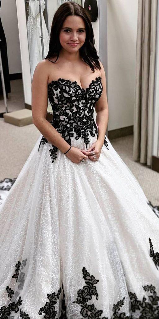 gothic wedding dresses black with white princess sweetheart neckline maggiesotterodesigns