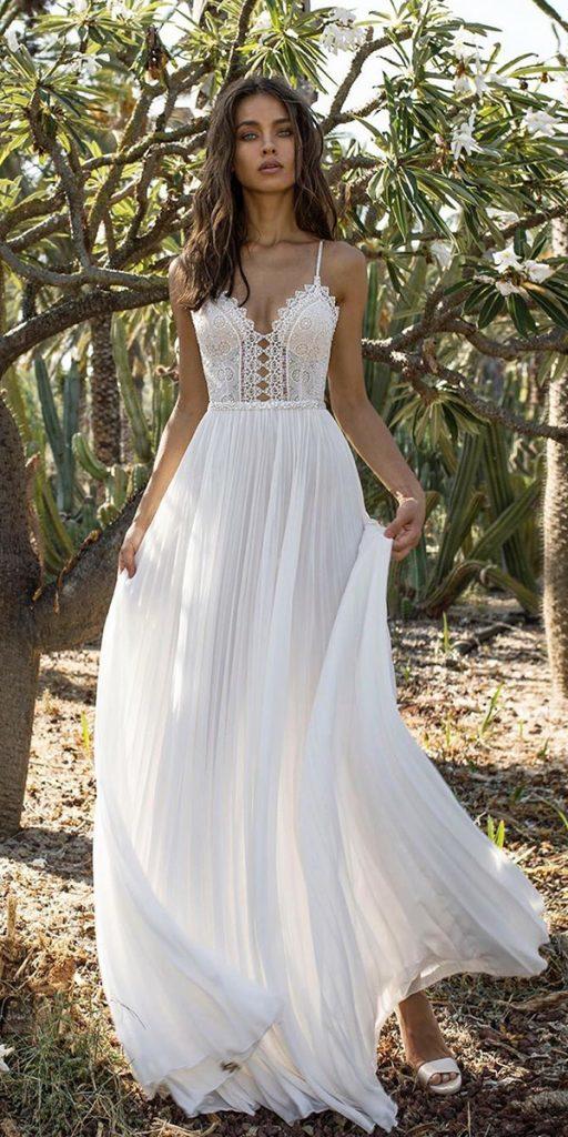 lace beach wedding dresses a line with spaghetti straps sexy asaf dadush