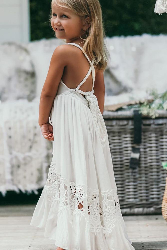 lace flower girl dresses x cross back rustic bohemian beach tea princess