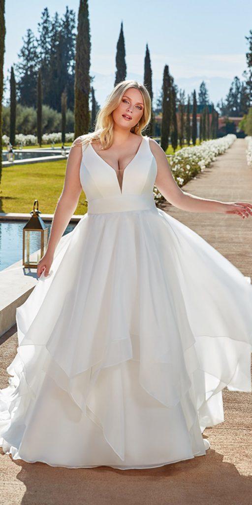 plus size ball gowns wedding dresses simple v neckline ruffled skirt eddy k