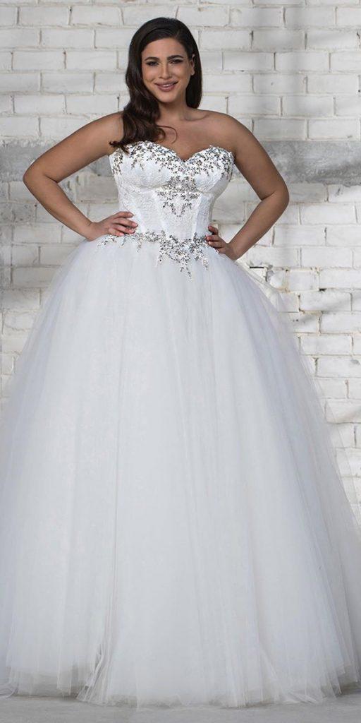 plus size ball gowns wedding dresses sweetheart neckline strapless tulle skirt pninatornai