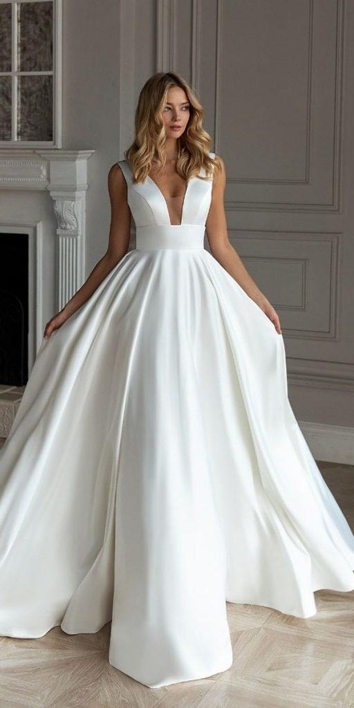 silk wedding dresses princess simple plunging neckline eva lendel