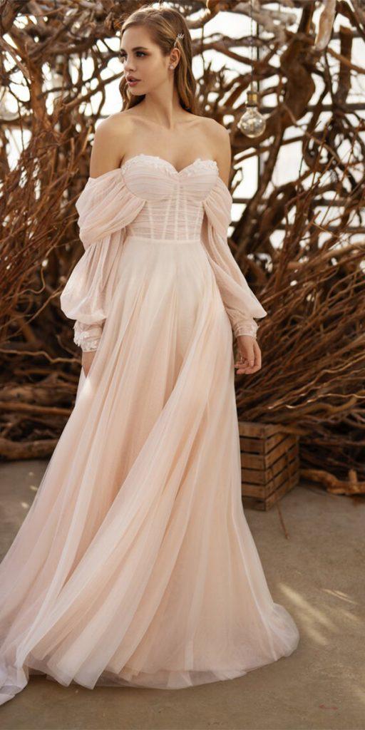 simple wedding dresses with sleeves a line sweetheart neckline blush dream and dress