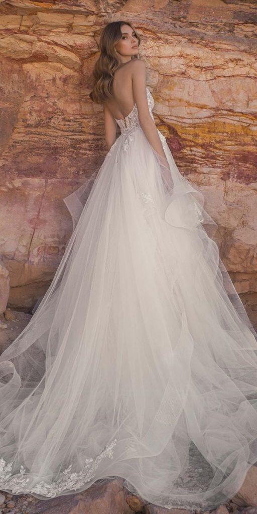 trendy wedding dresses a line low back tulle skirt country pninatornai