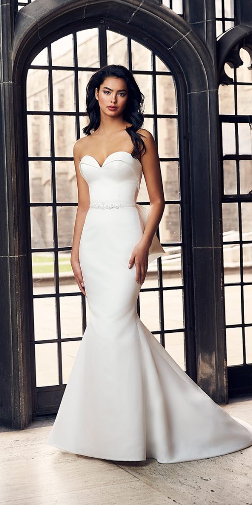 trumpet wedding dresses sweetheart strapless neckline simple mikaella